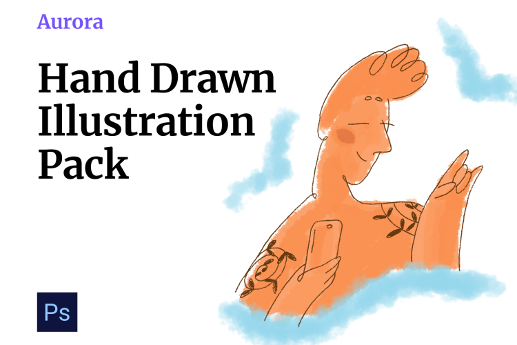 Hand Drawn illustration Pack 富有艺术性手绘线描人物插图包