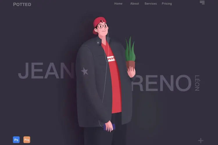 A man holding a potted plant-flat illustration 适用于网站UI APP 海报设计的人物插图插画