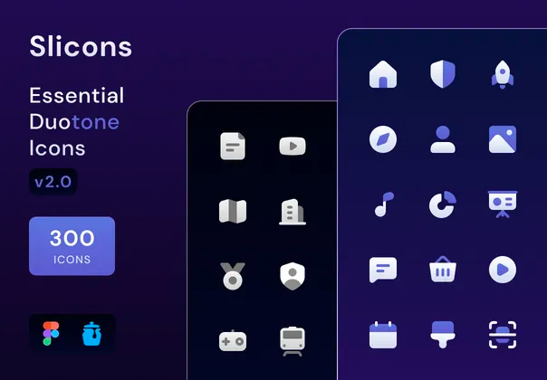 Slicons Essential Duotone Icons 300 个高级双色调图标