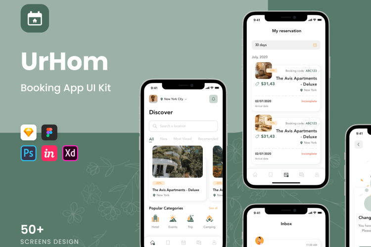 UrHom Booking App UI Kit 酒店民宿预订应用程序 UI 套件