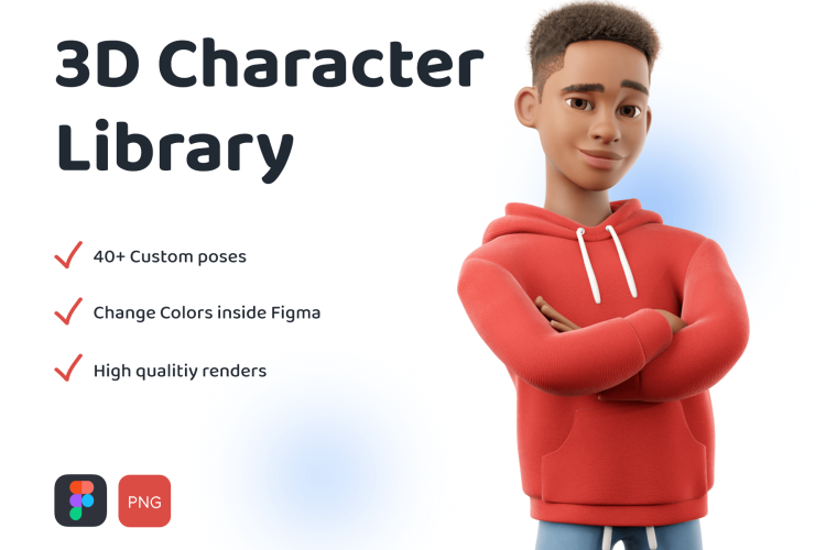 3D Character Mike back to school/university Figma UI KIT 40多个3D大学生Figma角色UI套件