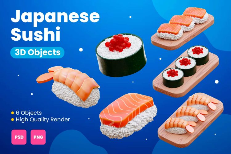 Japanese Sushi 25款日本美食景点3D插图