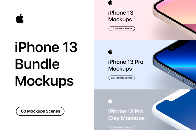 iPhone 13 Bundle Mockups 60款iPhone 13和13 Pro样机包