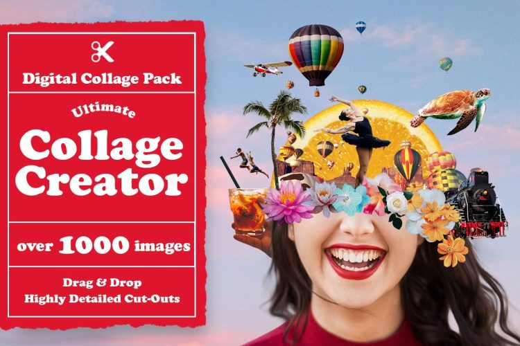 Ultimate Collage Creator 1000+ 款潮流创意复古人物建筑植物动物剪纸拼贴png免抠图片素材