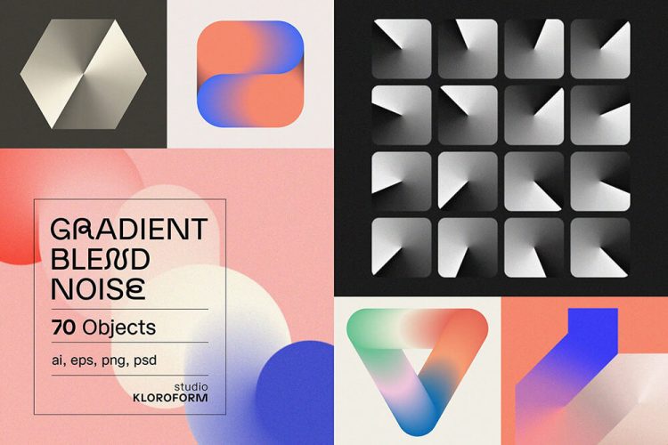 Gradient Blend Noise Vol. 1 70款现代时尚艺术抽象创意潮流渐变几何图形海报背景ai设计素材