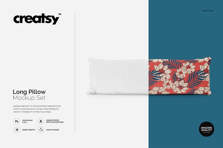 Long Pillow Mockup Set 长枕头枕套印花图案设计ps贴图样机国外素材