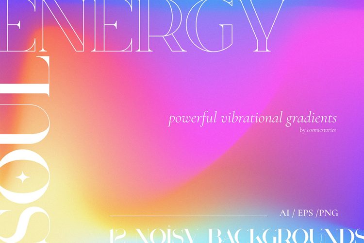 Soul Energy vibrant noisy gradients 12款活力时尚弥散光彩虹流体渐变海报背景底纹ai设计素材源文件