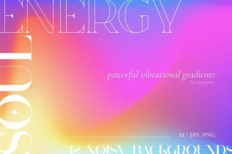 Soul Energy vibrant noisy gradients 12款活力时尚弥散光彩虹流体渐变海报背景底纹ai设计素材源文件