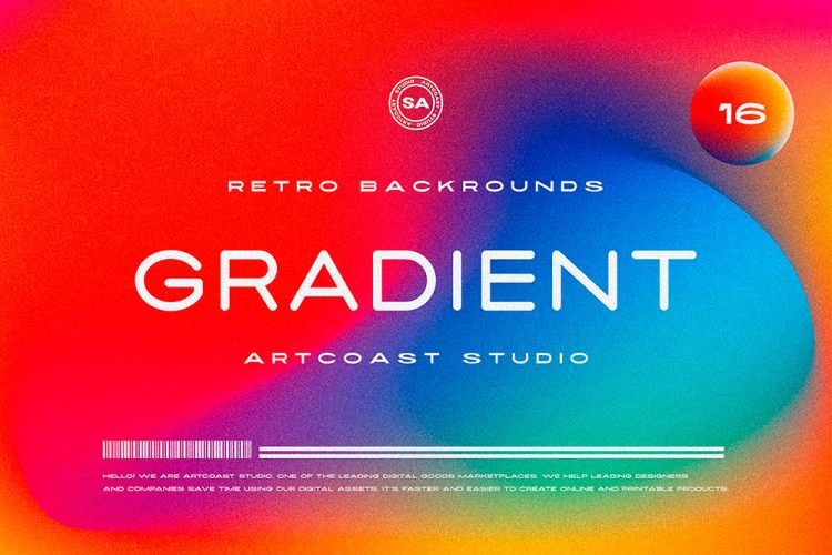 Retro Gradient Backgrounds 16款时尚复古潮流迷幻抽象艺术颗粒渐变海报背景底纹ai设计素材