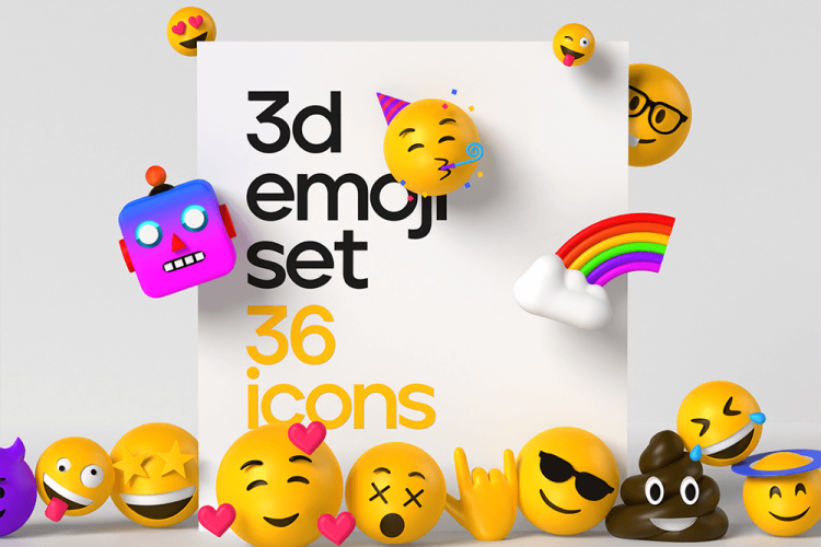 3d emoji 36款趣味卡通创意3D立体emoji头像表情包icon图标png免抠图片素材
