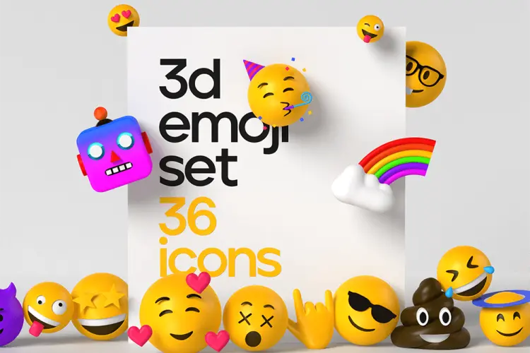 3d emoji 36款趣味卡通创意3D立体emoji头像表情包icon图标webp免抠图片素材