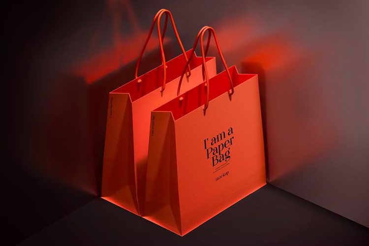 Paper Bag Mockup 质感精品潮牌购物袋纸袋拎袋设计贴图ps样机素材场景展示效果模板