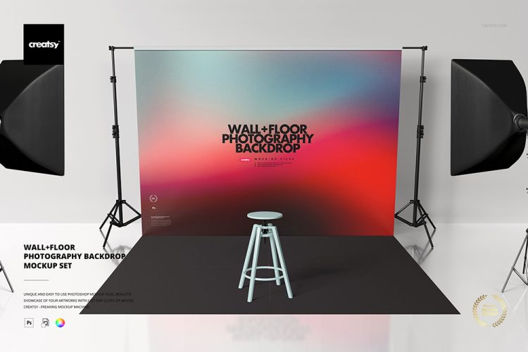 Photography Backdrop Mockup Set 摄影棚视频摄像直播主播拍摄背景设计贴图ps样机素材场景展示模板