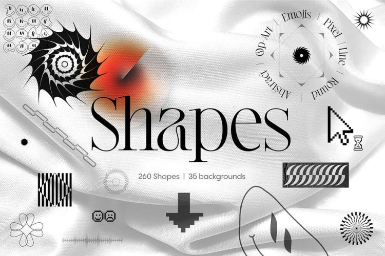 Shapes and Backgrounds Pack 270款潮流复古酸性艺术抽象时尚潮牌几何图形ai设计素材源文件