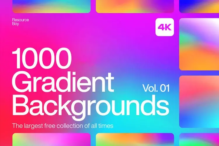 1000 Gradient Backgrounds Vol. 01 1000款时尚潮流炫彩弥散光未来科幻彩虹模糊渐变背景底纹图片素材