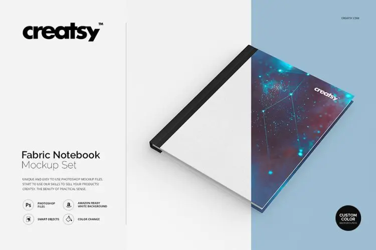 Fabric Notebook Mockup Set A4织物封面笔记本设计Ps智能贴图样机合集