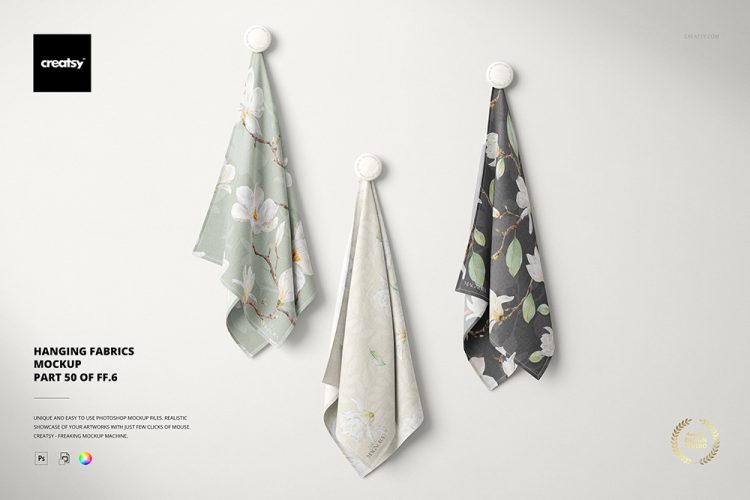 Hanging Fabrics Mockup 50/FF v.6 悬挂丝绸方巾布料手帕PS样机