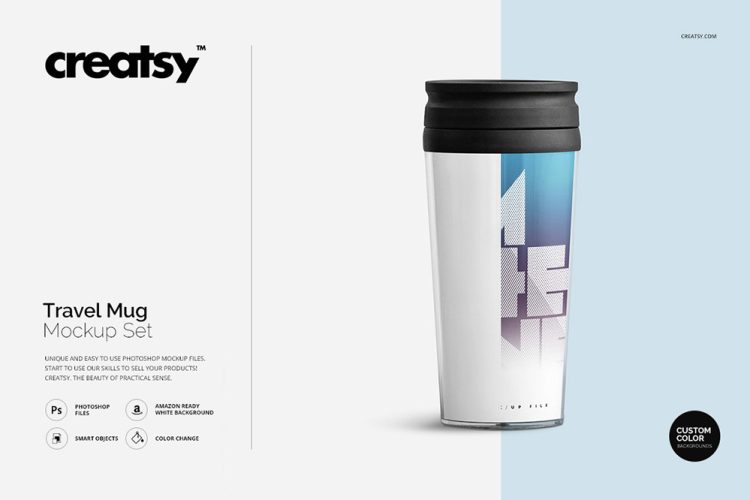 Travel Mug Mockup Set 旅行随身杯塑料杯冷水杯贴图ps容器包装样机素材展示效果模板