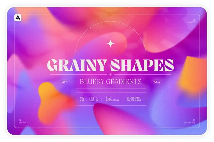 Grainy shapes and blurry gradients 潮流复古几何动感颗粒模糊酸性肌理背景底纹webp免抠图片设计素材
