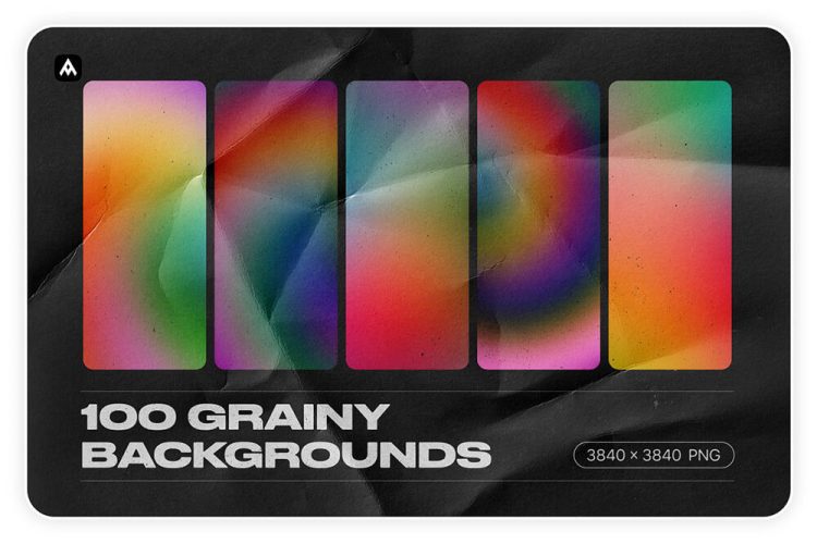 Grainy backgrounds – 100 gradients 100款潮流复古噪点颗粒模糊流体渐变酸性时尚背景底纹图片素材