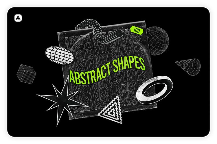 Abstract shapes 100 design elements 100款艺术抽象潮流酸性几何多边形logo图标合集ai矢量国外设计素材