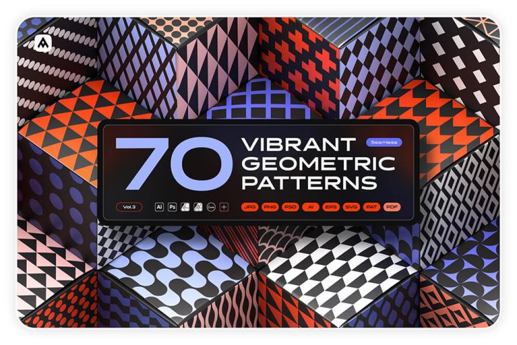 Vibrant geometric seamless patterns 70款创意时尚现代艺术潮流无缝拼接几何图形图案底纹矢量设计素材