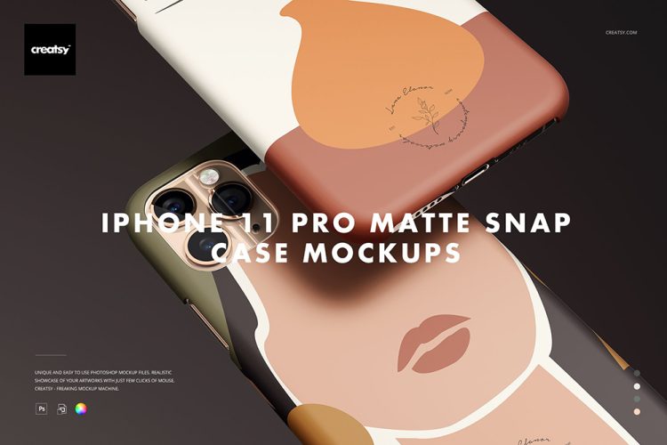 iPhone 11 Pro Matte Snap Case Mockup 苹果iPhone11 Pro金属哑光手机保护壳印花图案设计贴图ps样机素材模板