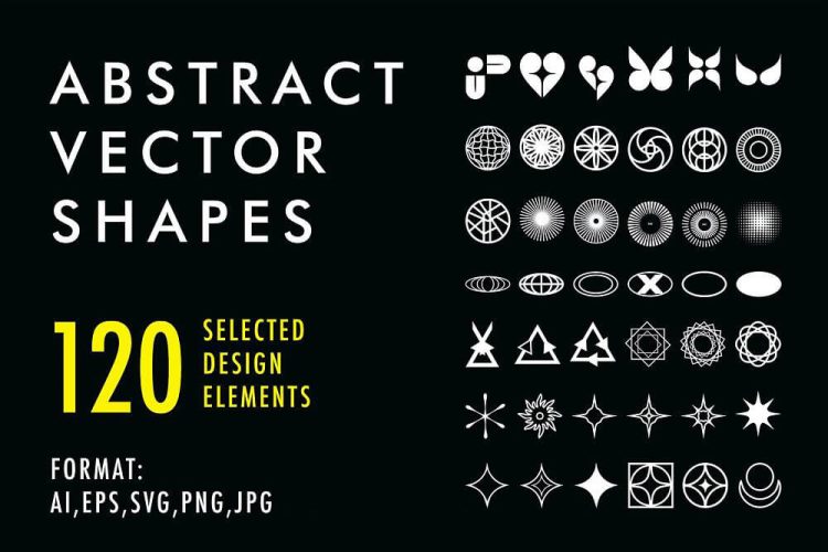 Abstract Vector Shapes Icon 120款潮流时尚抽象艺术几何图形logo标识icon图标符号ai设计素材