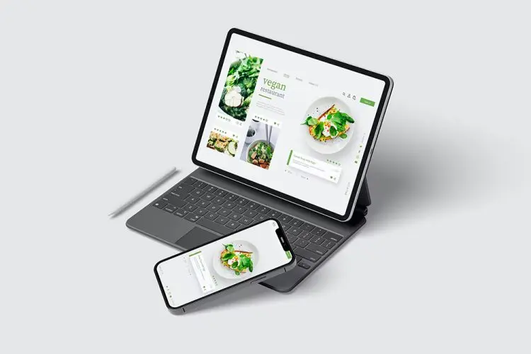 iPad Pro with iPhone 12 Pro Mockup iPad Pro智能平板电脑和iPhone 12 Pro设计贴图ps数码样机素材国外设计模板