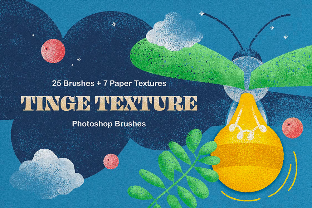 Tinge Texture Photoshop Brushes 25款铅笔炭笔蜡笔绘画素描插图涂鸦插画填色肌理ps笔刷设计素材