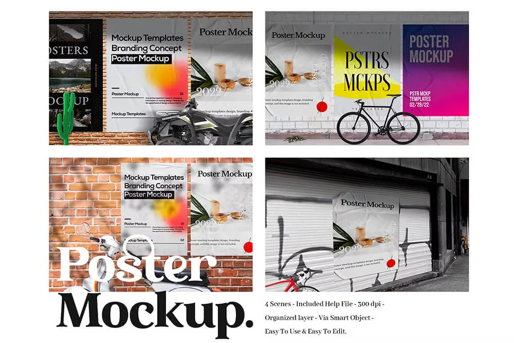 Urban Street Poster Mockup 户外城市街道宣传海报传单品牌推广广告设计贴图ps展示样机素材国外设计模板