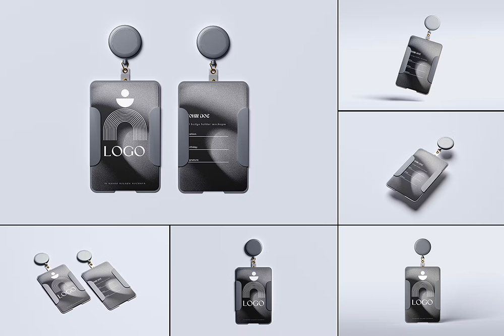 ID card holder mockup 吊牌门禁卡身份信息卡ID卡槽设计空白贴图ps文具样机素材国外设计模板