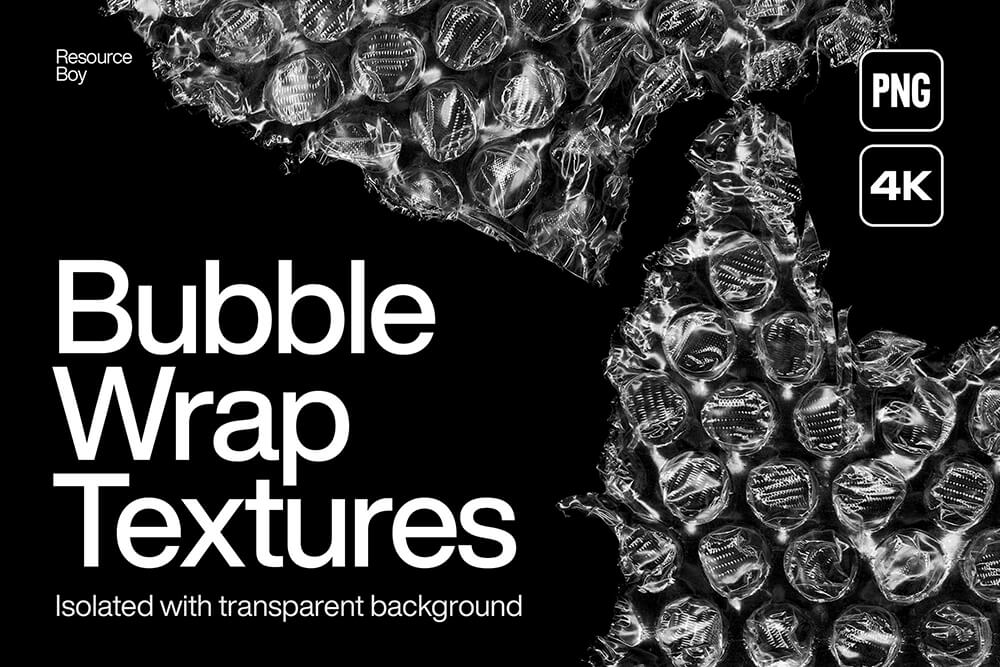 100 Bubble Wrap Textures 100款潮流复古透明褶皱做旧防震气泡膜肌理png免抠图片设计素材