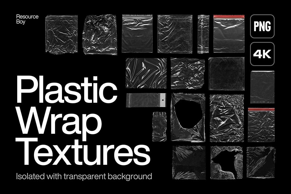 120 Plastic Wrap Textures 120款逼真自封塑料袋褶皱透明塑封袋背景图片设计ps模板素材