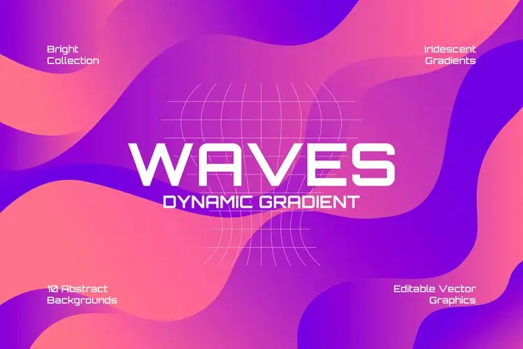 Dynamic Gradient Waves Backgrounds 10款时尚动感扭曲波浪潮流渐变海报背景底纹ai矢量设计素材源文件