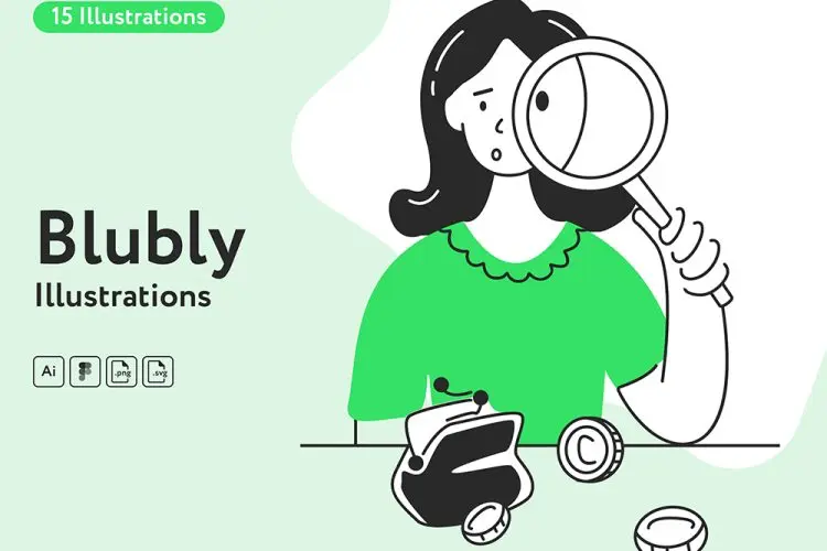 Blubly Finance Illustrations 15张极简金融财经相关人物插画