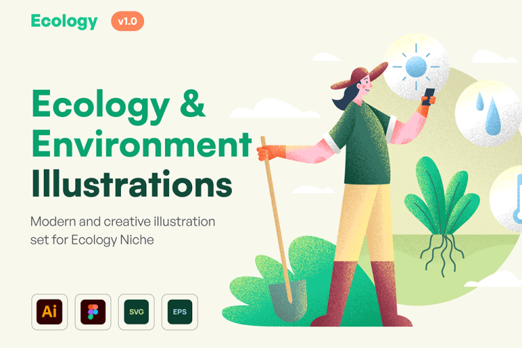 Ecology – Environment Illustration Set 10款生态环保环境公共服务创意插图集