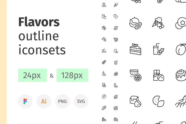 Flavors outline iconset 270 个可编辑美食食品线性图标