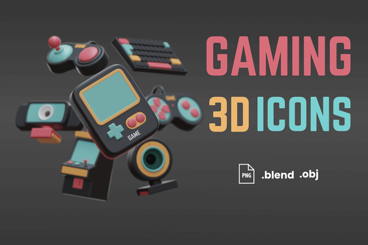 Gaming 3D Icons 13款游戏设备行业营销展示3D图标icon国外设计素材