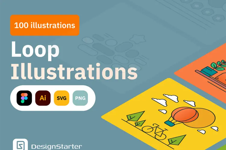 Hyperloop Illustrations 100幅独特的矢量可更改颜色和尺寸插图包