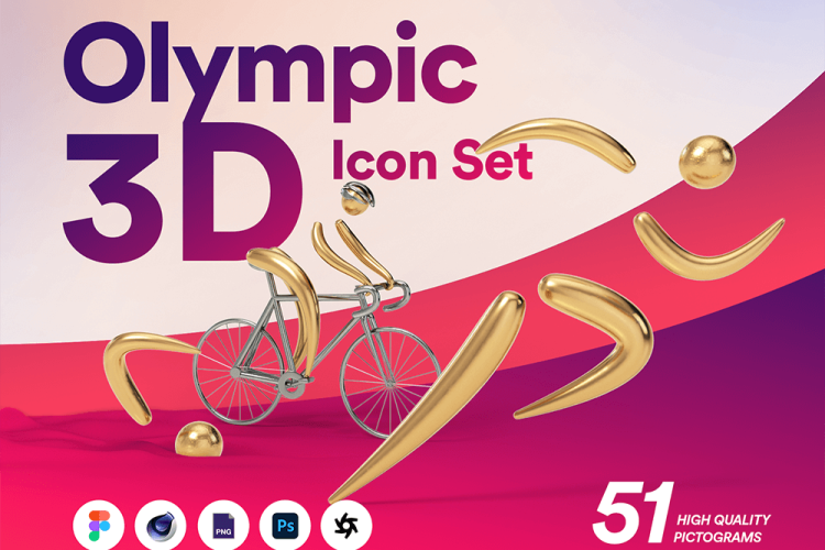 Olympic 3D Icon Set 奥林匹克运动会3D艺术人物体育竞技类图标插图合集C4D文件下载