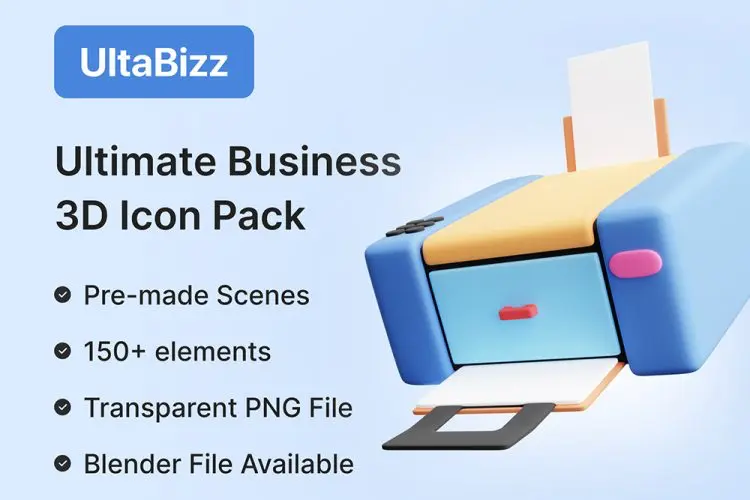 UltaBizz – Best Ultimate Business 3D Icons Pack 36款趣味卡通3D立体商业投资分析ppt插图插画webp免抠图片设计素材