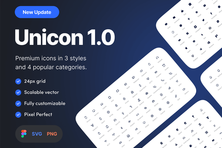 Unicon 1.0 – Universal Icon Set 400款专业通用金融通信媒体品牌ui界面线性面性icon图标设计素材