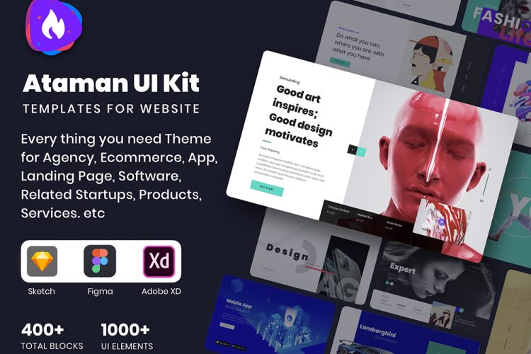 Ataman Web UI Kit – Templates For Website 400+企业官网电商数据可视化后台等网页界面设计