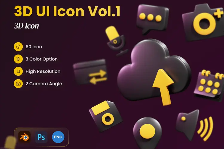 Bumblebees Ui 3D Icons 60款3D立体卡通网页app登陆个人中心icon图标webp免抠图片设计素材