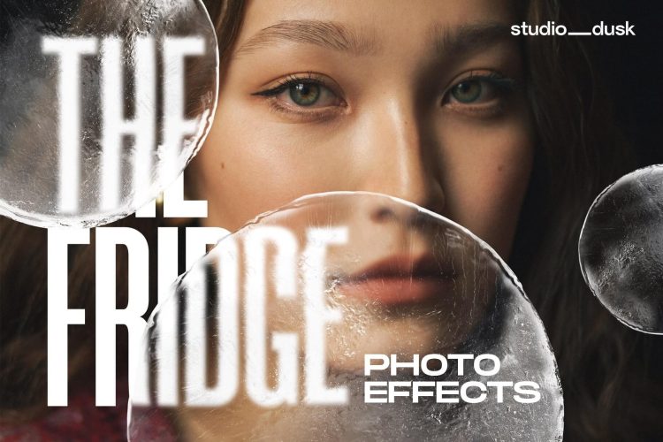 The Fridge – Frozen Photo Effects 12款潮流艺术半透明玻璃冰块肌理特效图像照片滤镜ps样机素材模板