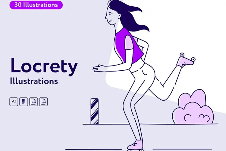 Locrety Illustrations 30张独特的矢量人物日常生活插画设计图片