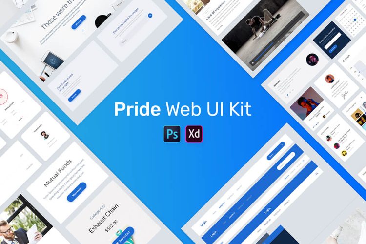 Pride – Web UI Kit 简洁蓝色电商网页界面设计