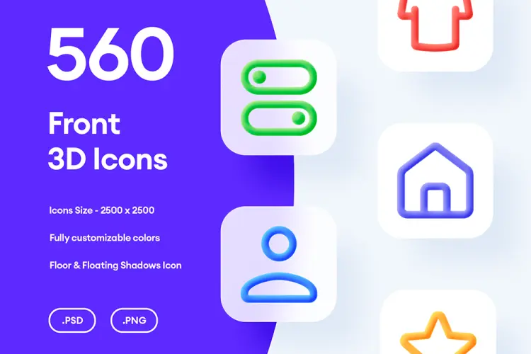 560 Front 3D Icons 560款自定义色彩用户交互3D图标icon素材合集webp免抠图源文件