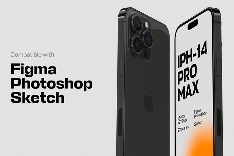 iPhone 14 Pro Max Mockups 22款苹果iPhone 14 Pro Max手机app界面ui设计作品贴图ps样机素材